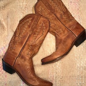 Women’s Old West Tan Leather Cowboy Boots